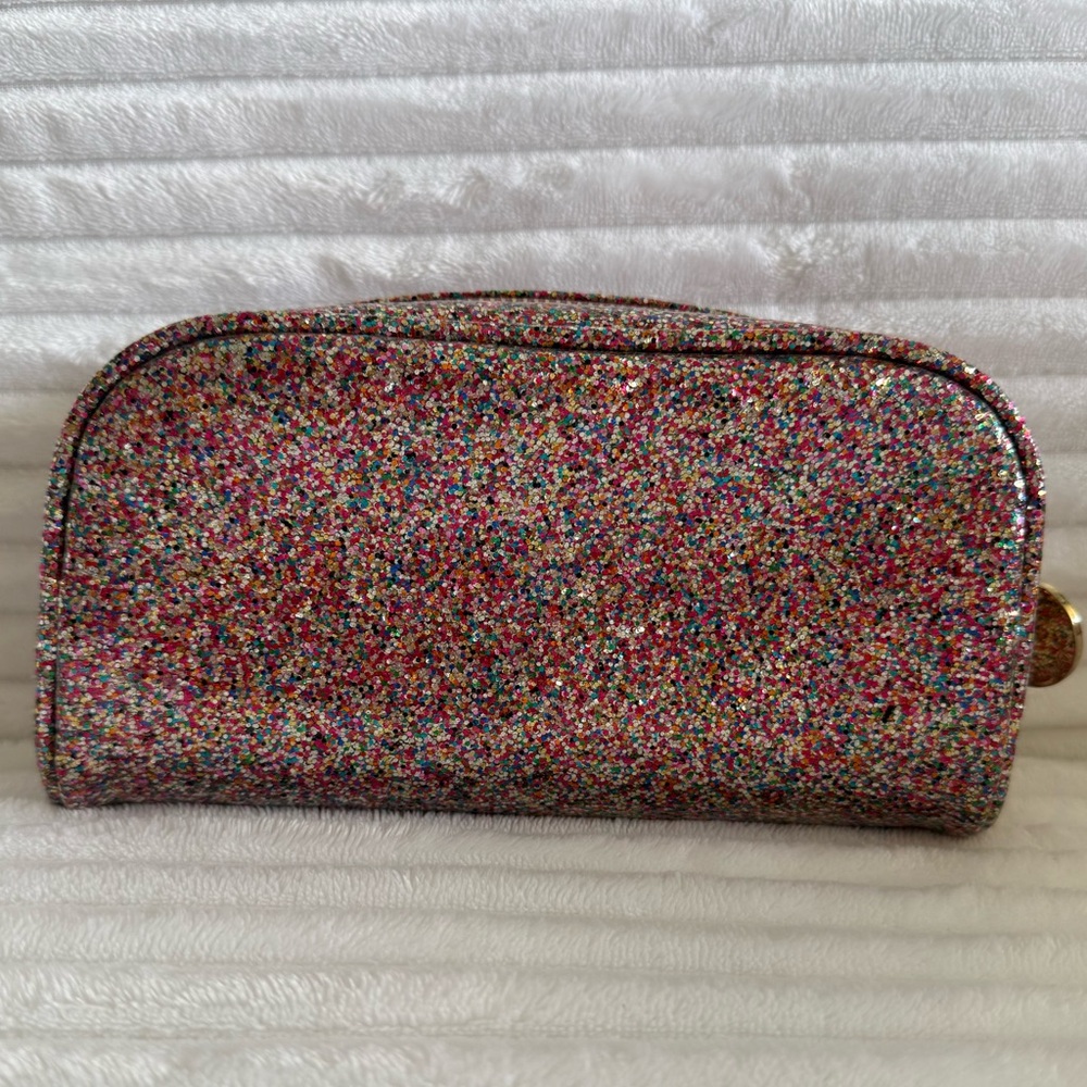 Madison West Multicolor Glitter Zip Cosmetic Pouch